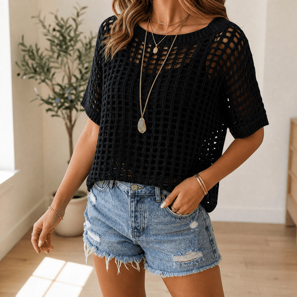 Solenya – Women's Breezy Open-Knit Summer Top