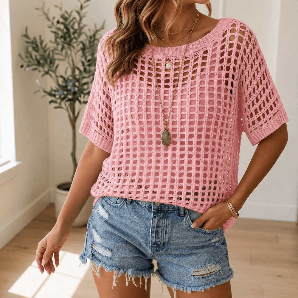Solenya – Women's Breezy Open-Knit Summer Top