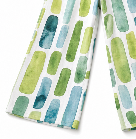 Solenza – Watercolor Print Two-Piece Set with Wide-Leg Pants and Flowy Tank