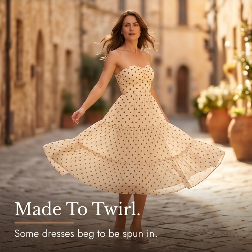 Soliana – Women's Sheer Tiered Polka Dot Dress