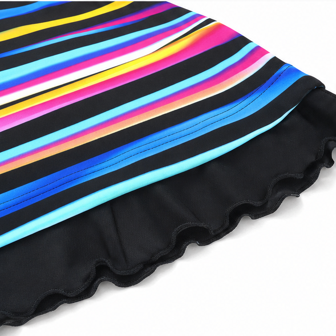 Solina – Twist-Front Striped Bikini Set with High-Waist Ruched Skirt Bottom