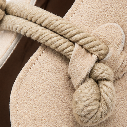 Sollea – Soft Suede Slip-On Flats with Rope Bow