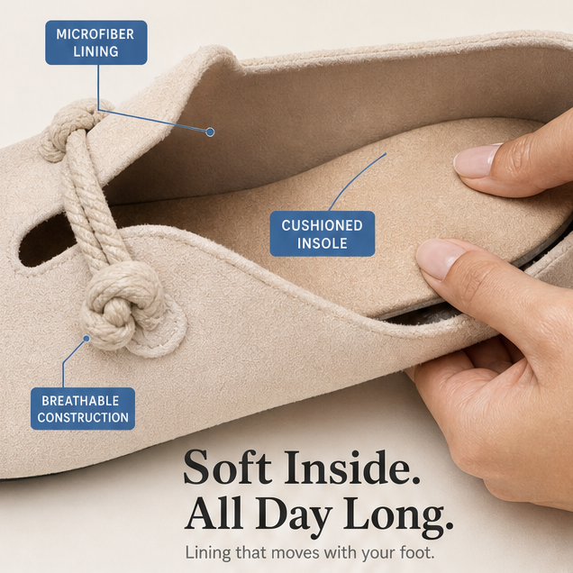 Sollea – Soft Suede Slip-On Flats with Rope Bow