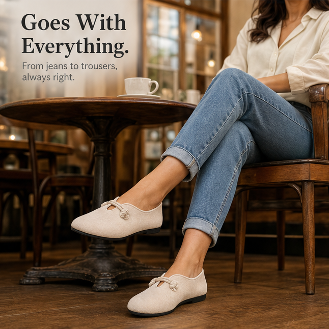 Sollea – Soft Suede Slip-On Flats with Rope Bow