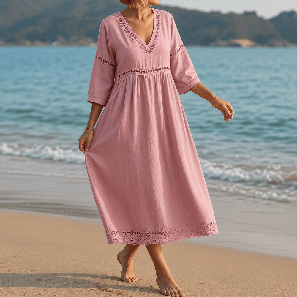 Solmera – Crochet Trim Midi Dress