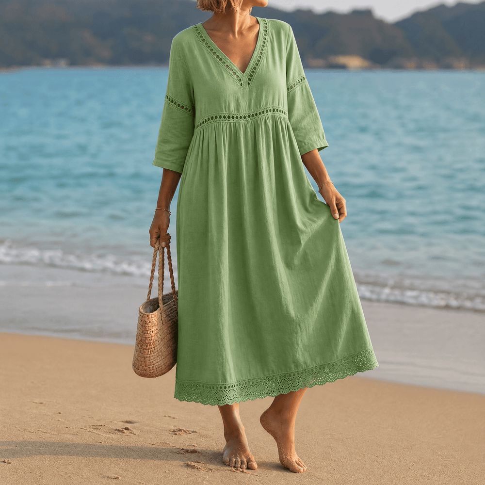Solmera – Crochet Trim Midi Dress
