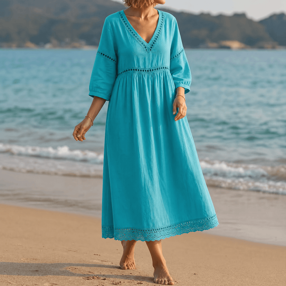Solmera – Crochet Trim Midi Dress
