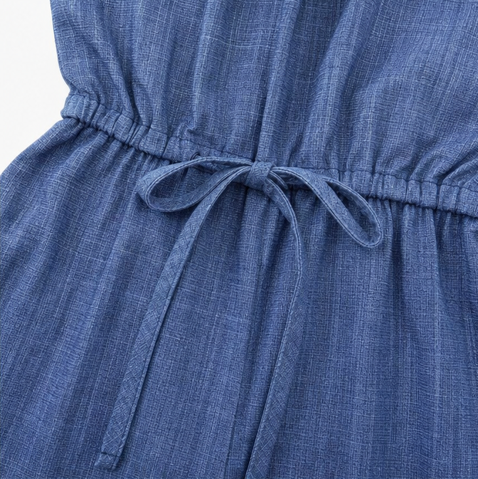 Soraya – Halter Wide-Leg Drawstring Jumpsuit, Summer Denim-Look