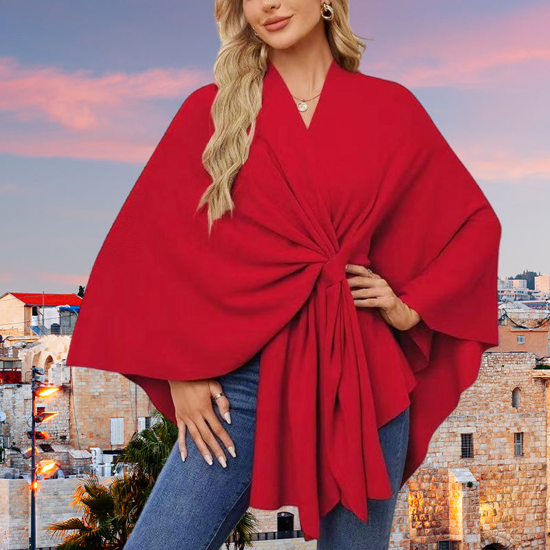 Aurelyn - Women's Crossover Knit Wrap Shawl