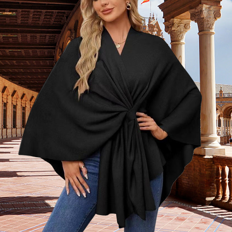Aurelyn - Women's Crossover Knit Wrap Shawl