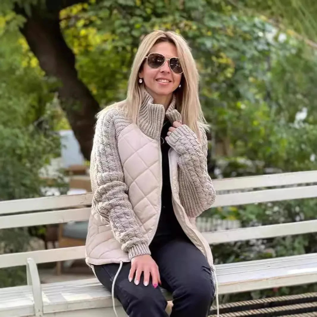 Quilora – Women’s Knitted Patchwork Puffer Jacket