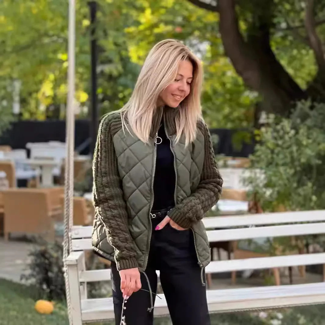 Quilora – Women’s Knitted Patchwork Puffer Jacket