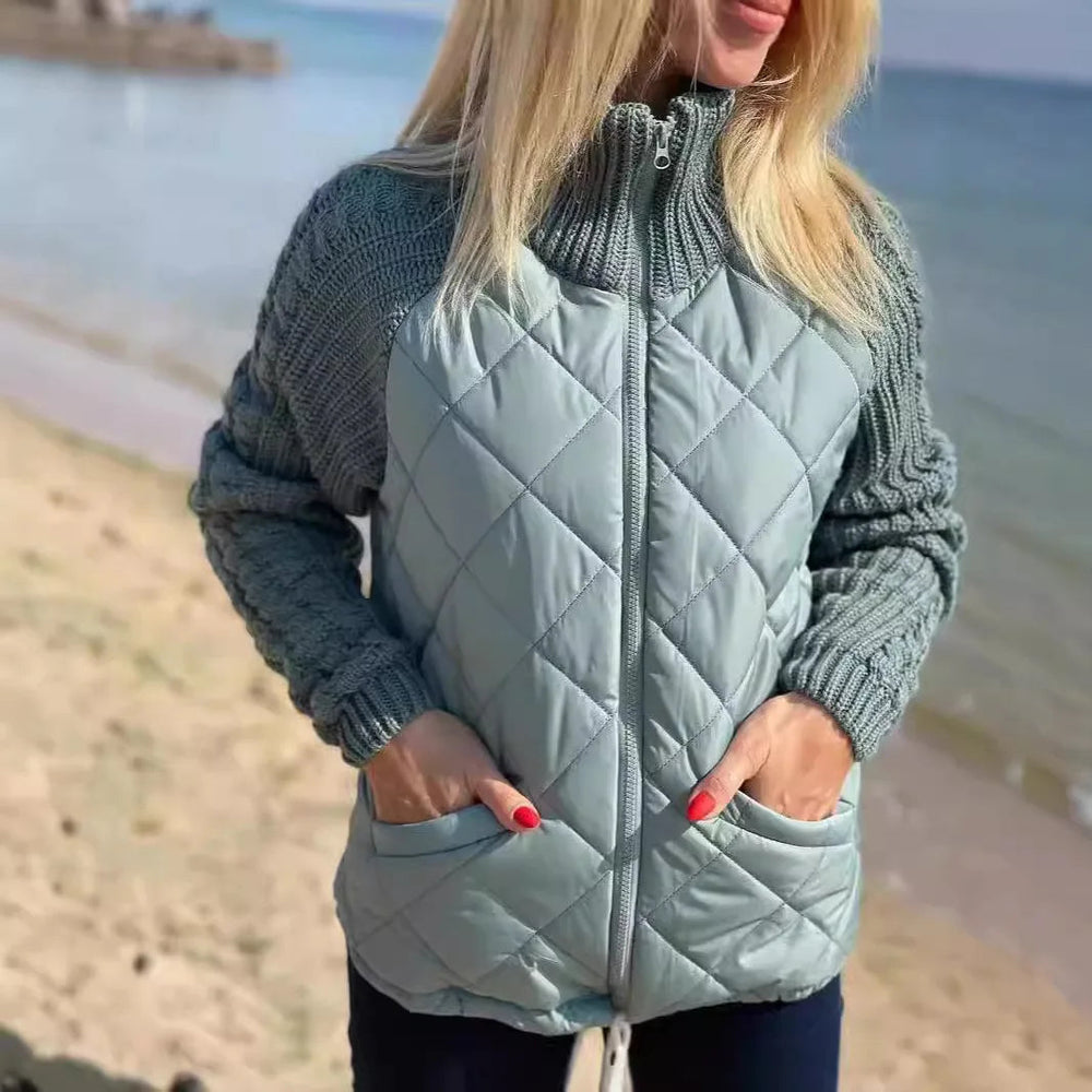 Quilora – Women’s Knitted Patchwork Puffer Jacket