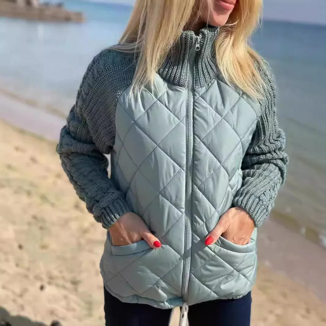 Quilora – Women’s Knitted Patchwork Puffer Jacket
