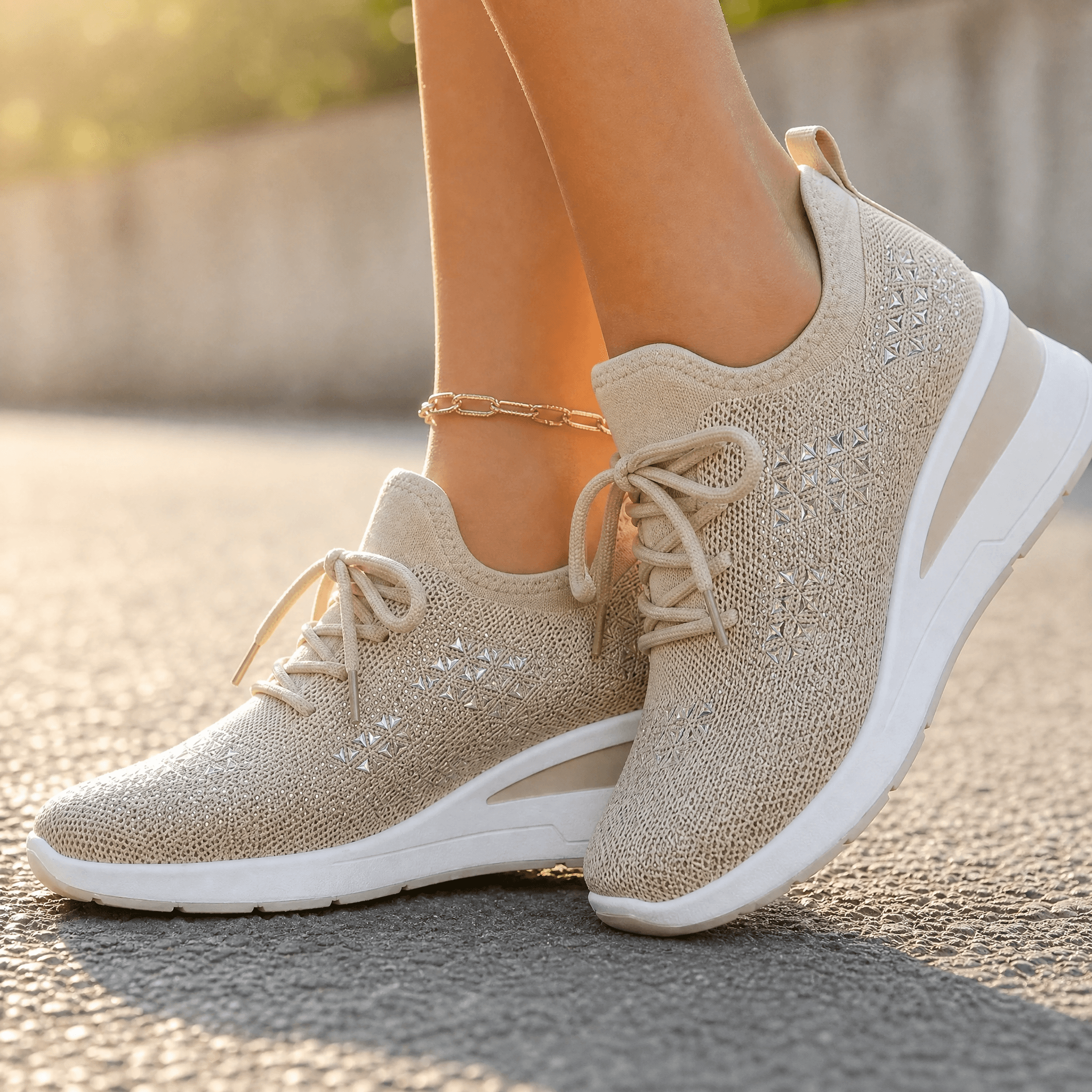 Stellara – Women’s Rhinestone Wedge Sneakers