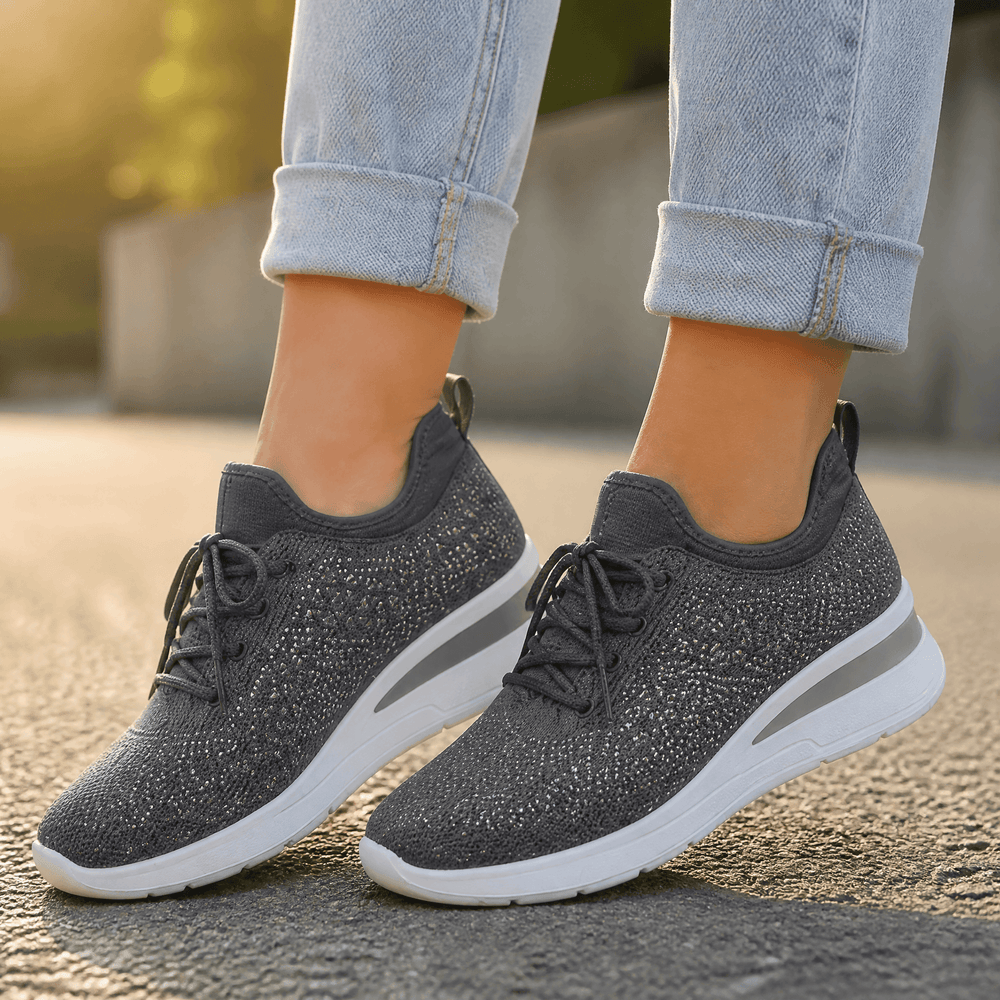 Stellara – Women’s Rhinestone Wedge Sneakers