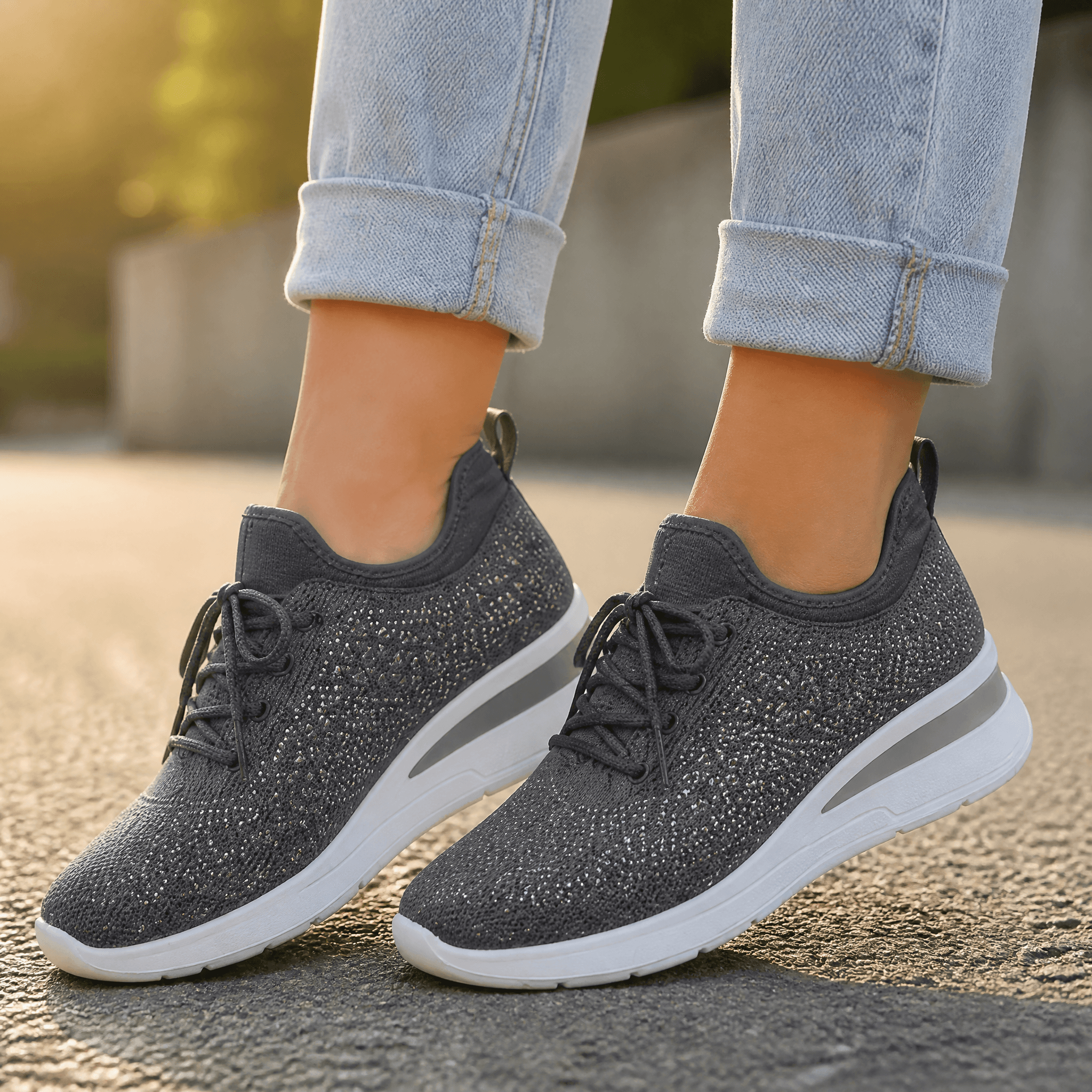 Stellara – Women’s Rhinestone Wedge Sneakers