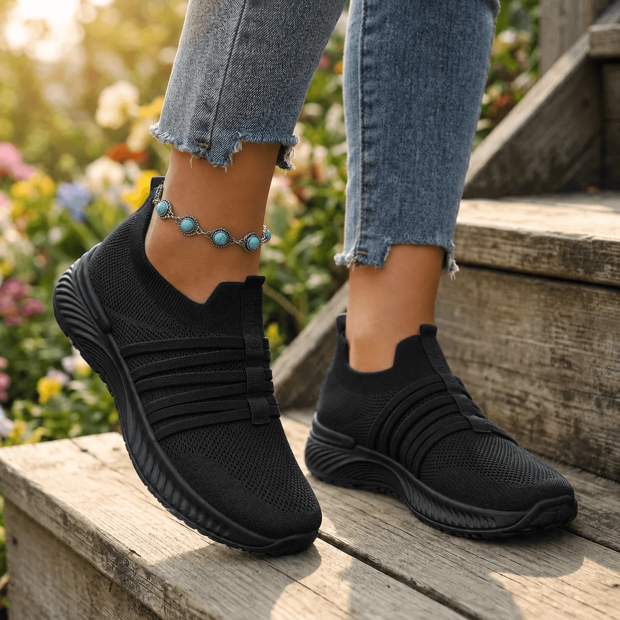 Steplia – Women's Breathable Mesh Slip-On Sneakers