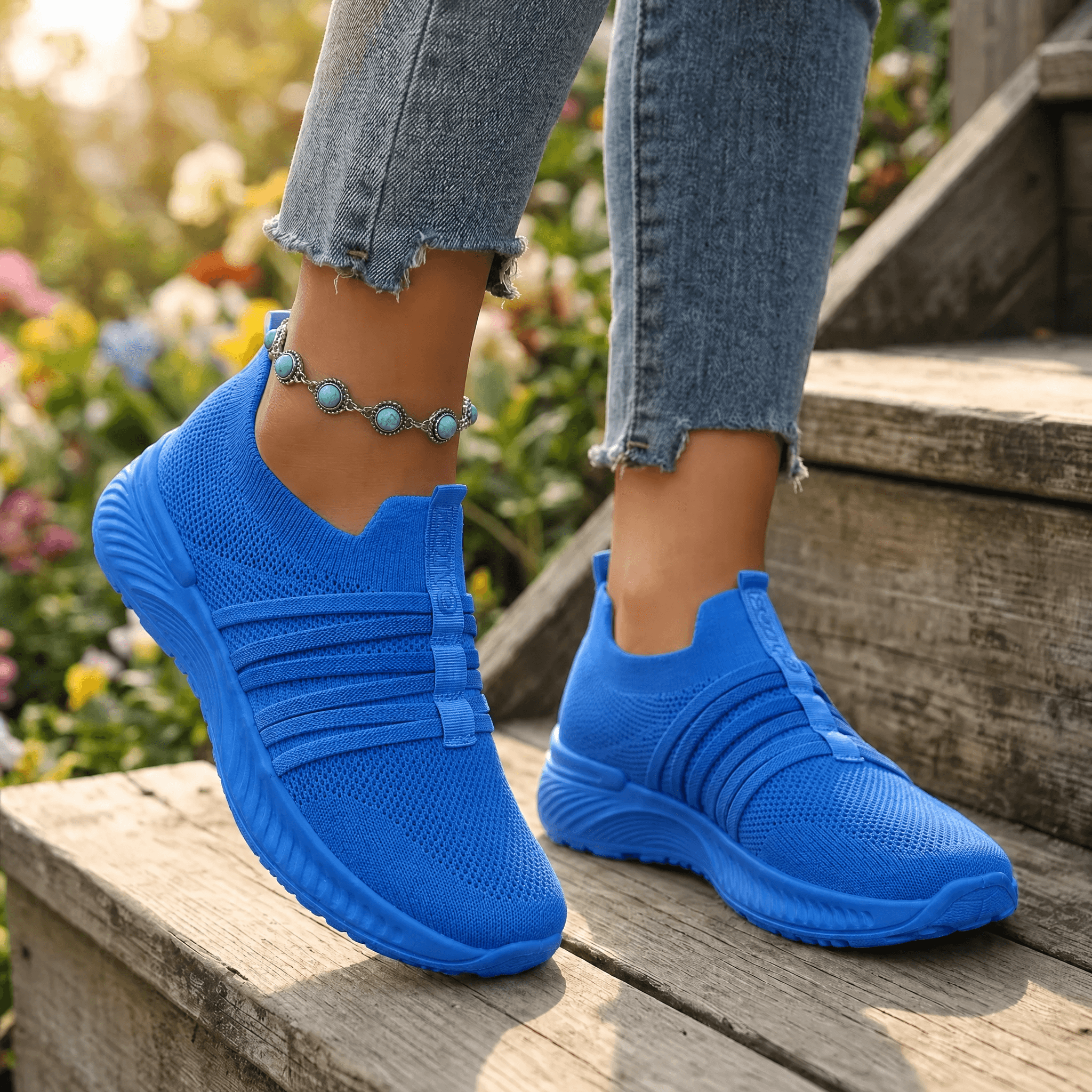 Steplia – Women's Breathable Mesh Slip-On Sneakers