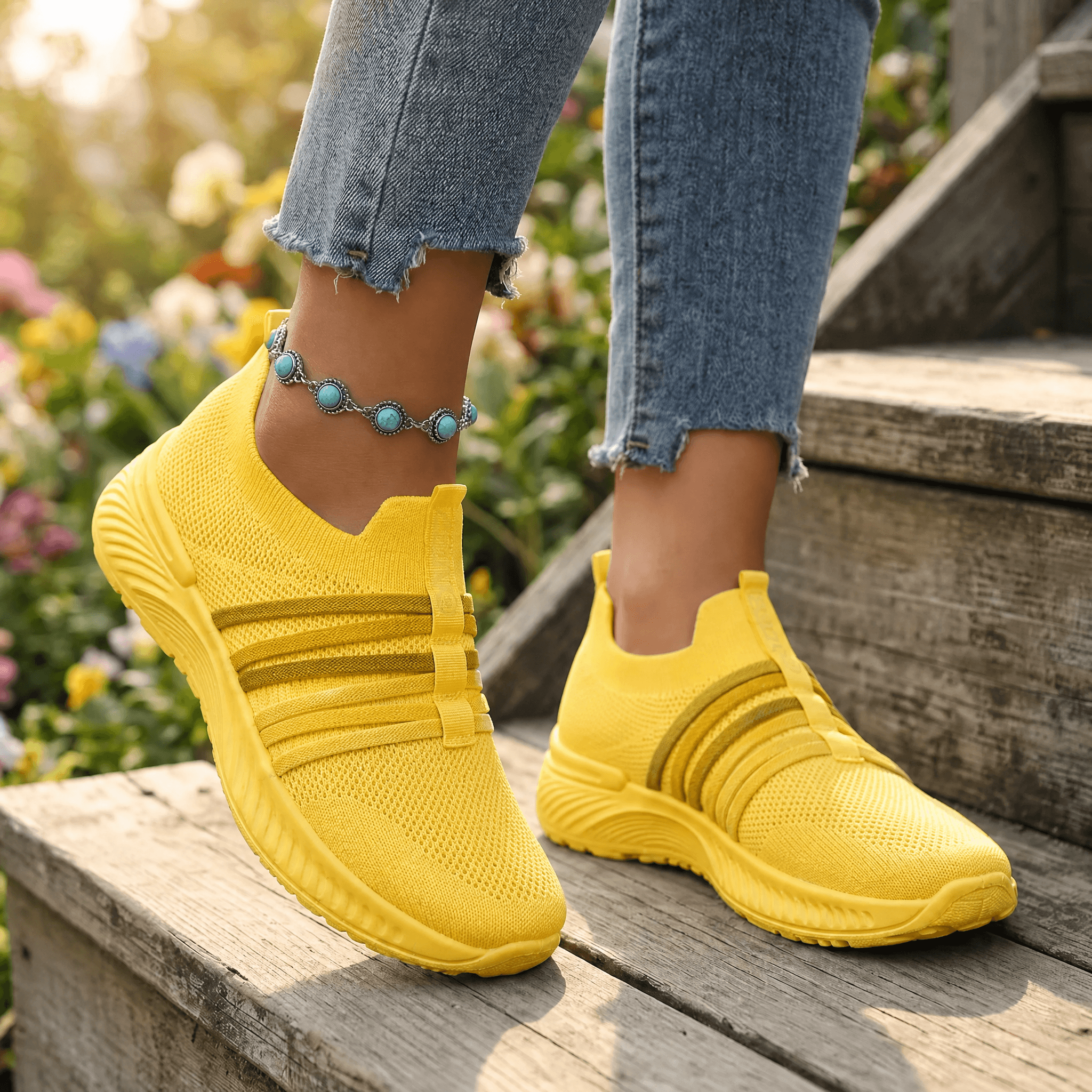 Steplia – Women's Breathable Mesh Slip-On Sneakers