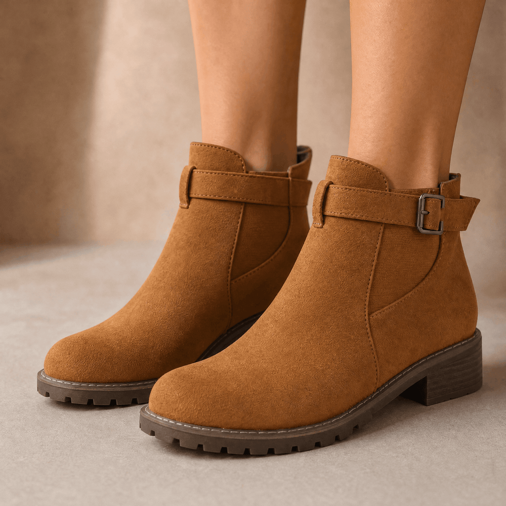 Stridella – Women's Suede-Look Buckle Ankle Booties