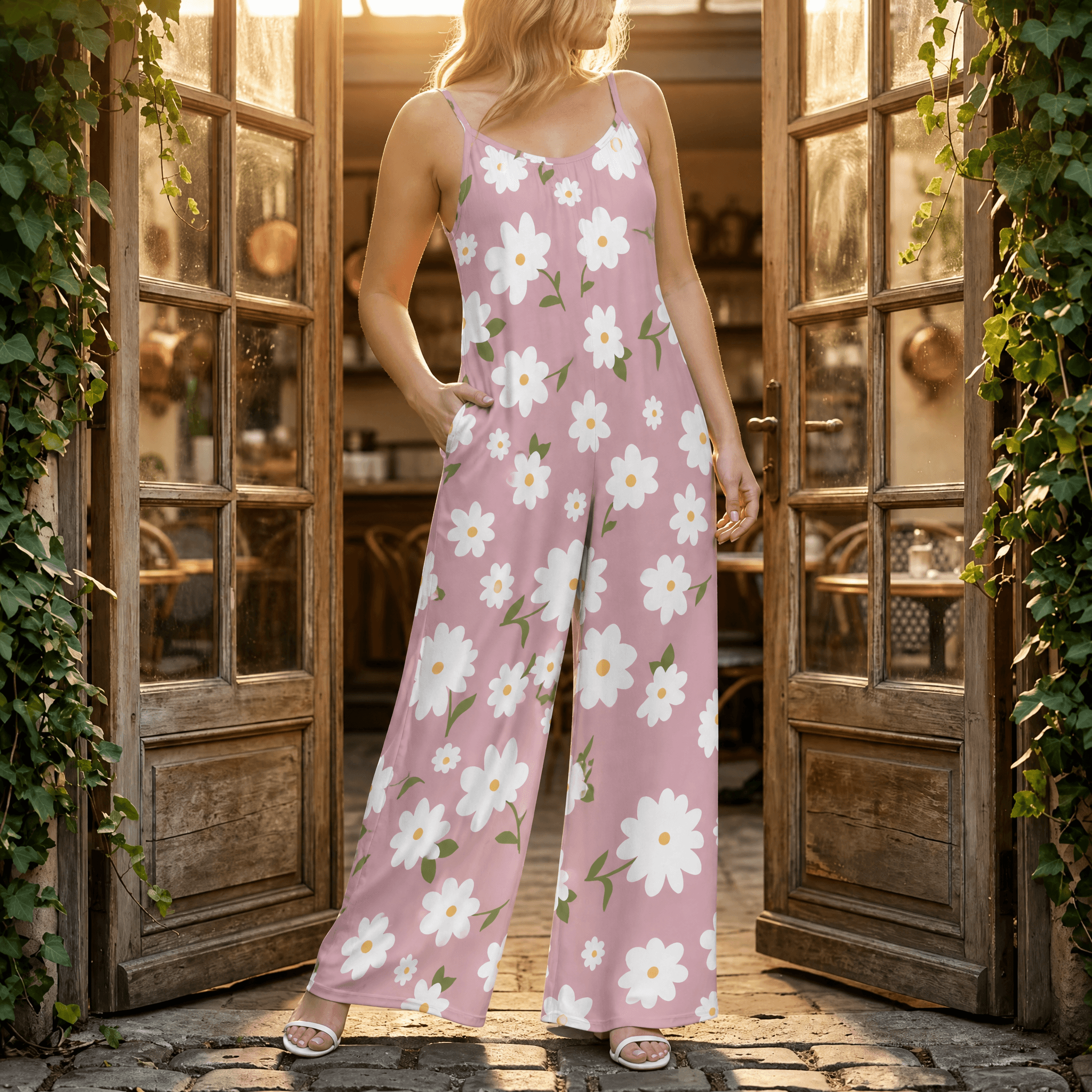 Sunara – Women's Floral Wide-Leg Plus-Size Jumpsuit