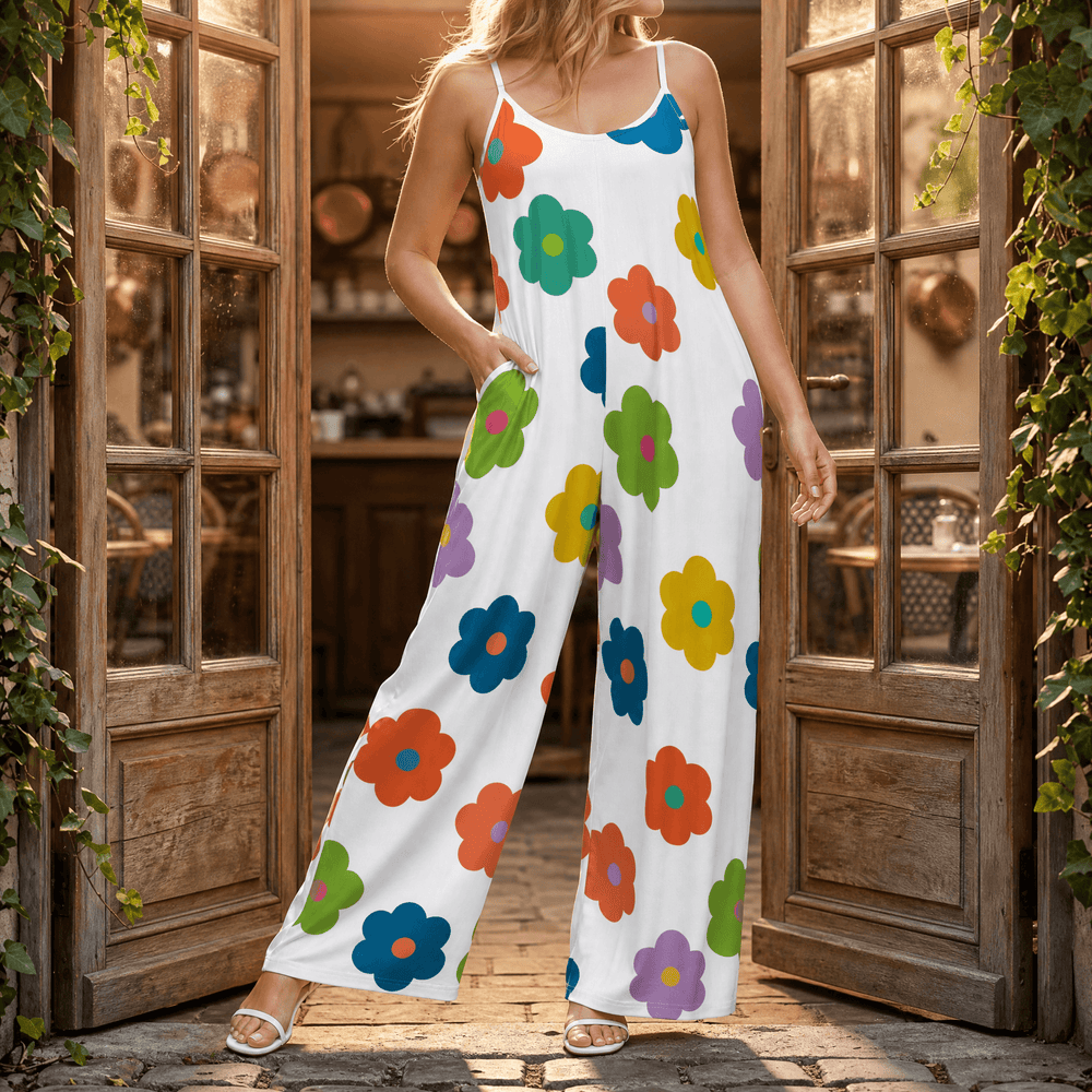 Sunara – Women's Floral Wide-Leg Plus-Size Jumpsuit