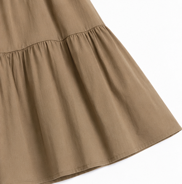 Sundara – Tiered Culotte Skirt with Hidden Shorts, High Waist Drawstring