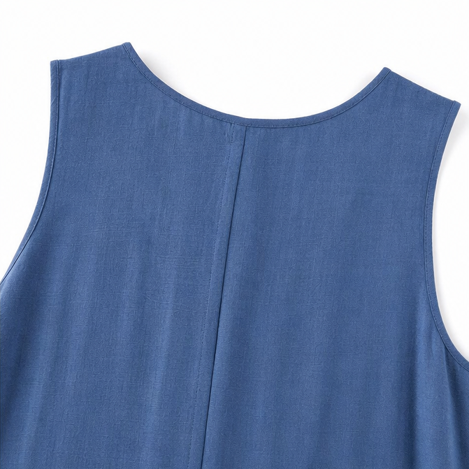 Sunelora – Sleeveless Ruffle Hem Midi Dress with Pockets, Linen Look A Line Summer Dress