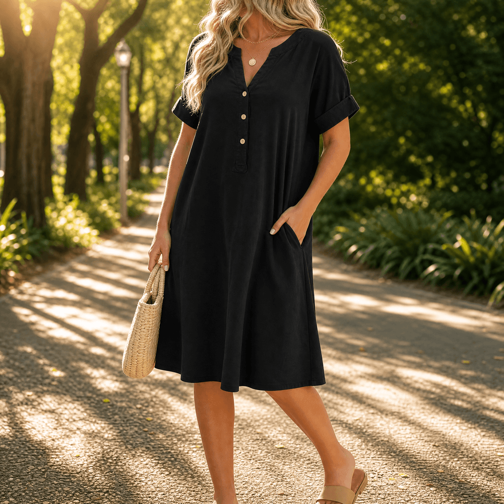 Sunhara – Women's Breezy V-Neck Boho Sundress with Pockets