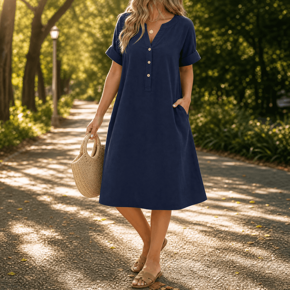 Sunhara – Women's Breezy V-Neck Boho Sundress with Pockets