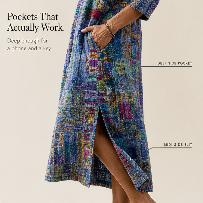 Tessara – Women's Painterly Patchwork Midi Dress