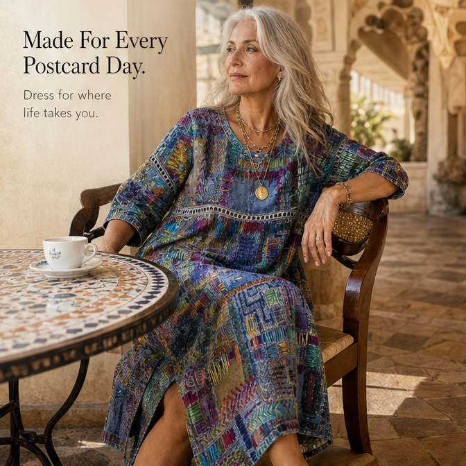Tessara – Women's Painterly Patchwork Midi Dress