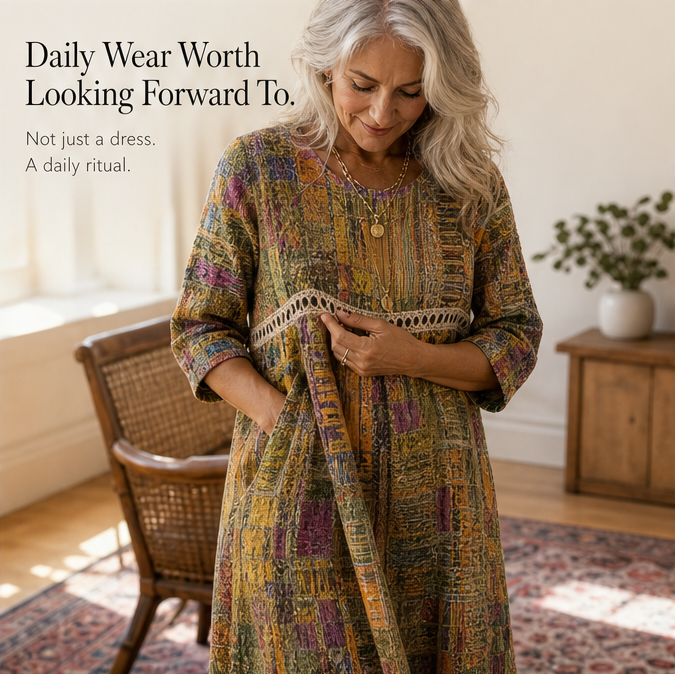 Tessara – Women's Painterly Patchwork Midi Dress