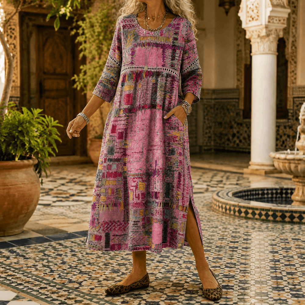 Tessara – Women's Painterly Patchwork Midi Dress