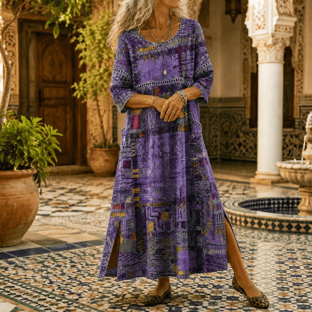 Tessara – Women's Painterly Patchwork Midi Dress