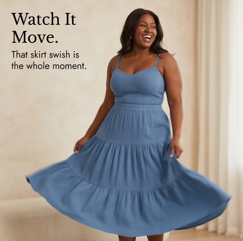 Solavie – Tiered Maxi Skirt and Cami Matching Set