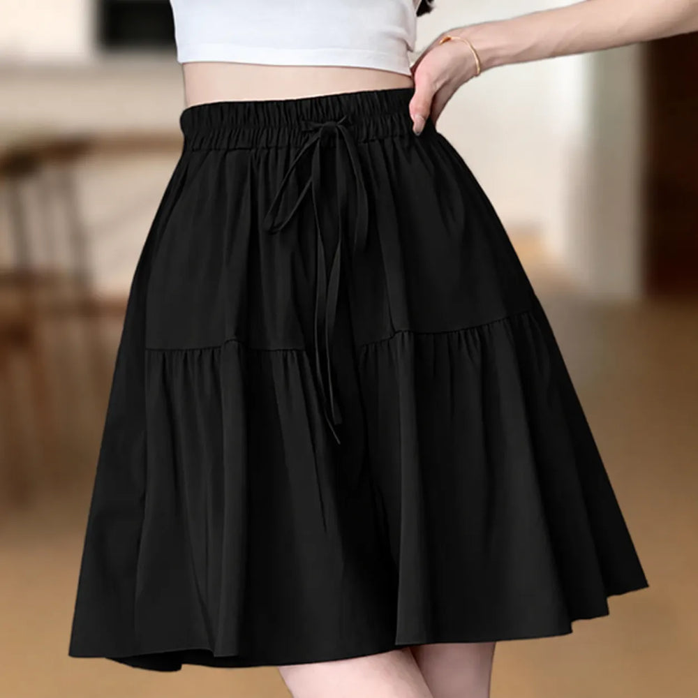 Sundara – Tiered Culotte Skirt with Hidden Shorts, High Waist Drawstring