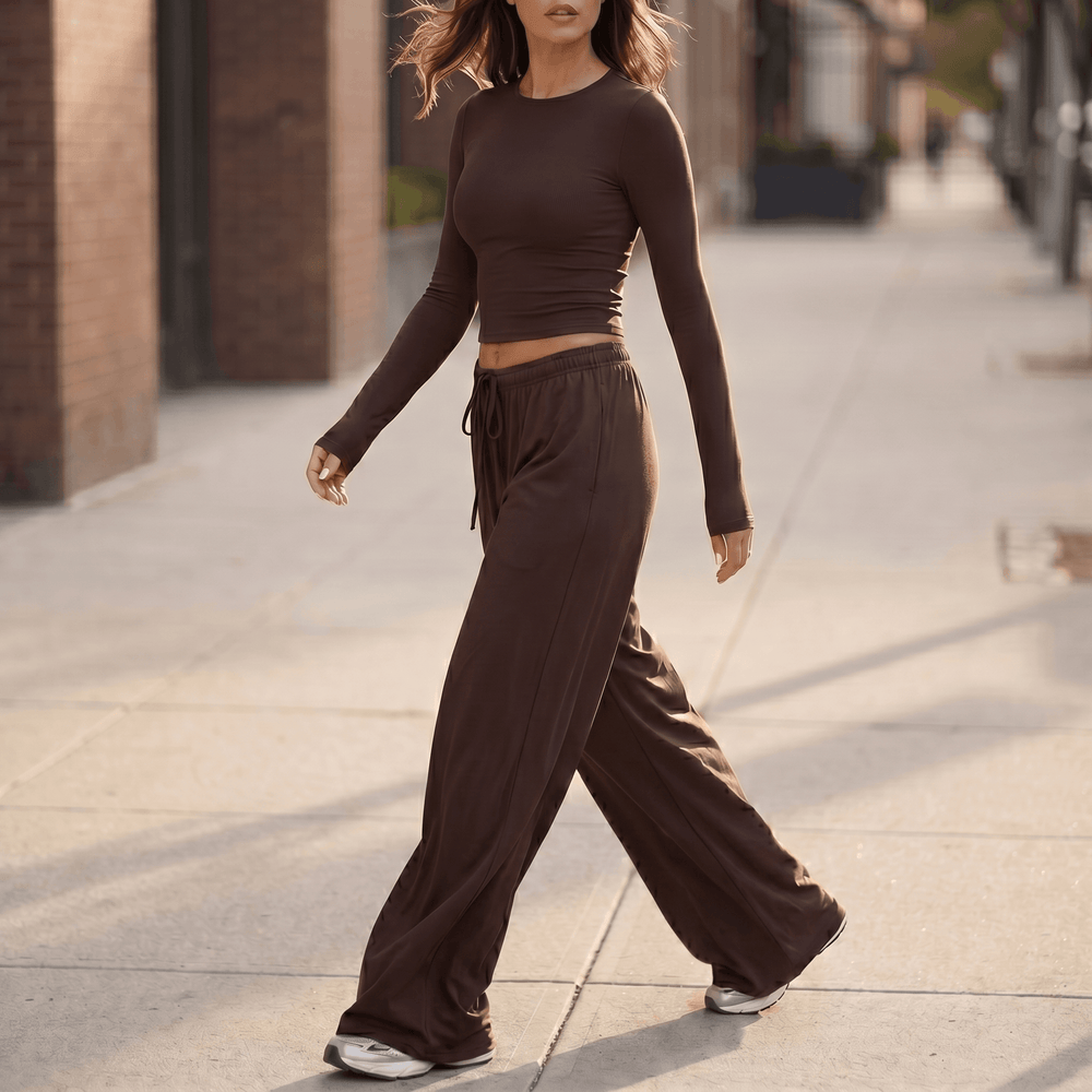 Velaire – Soft Crop Top and Wide Leg Pants Set