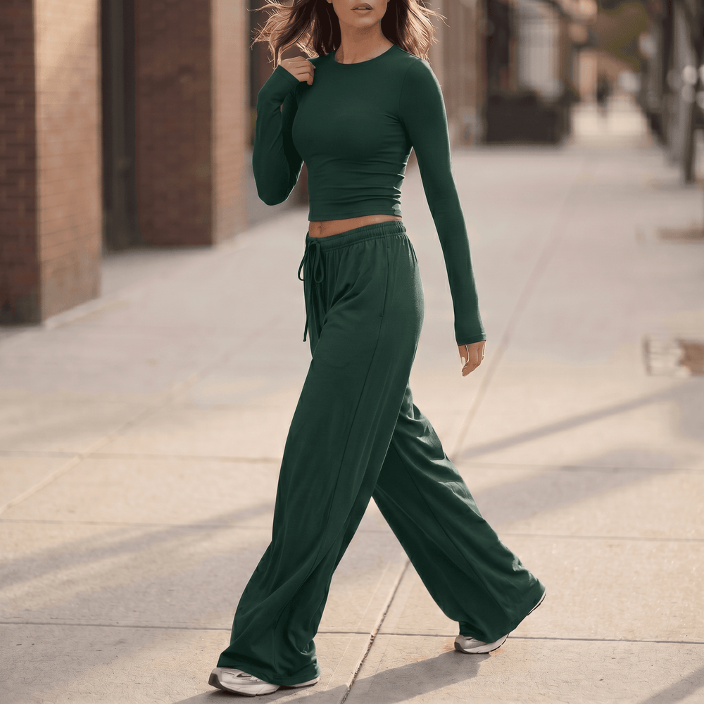 Velaire – Soft Crop Top and Wide Leg Pants Set