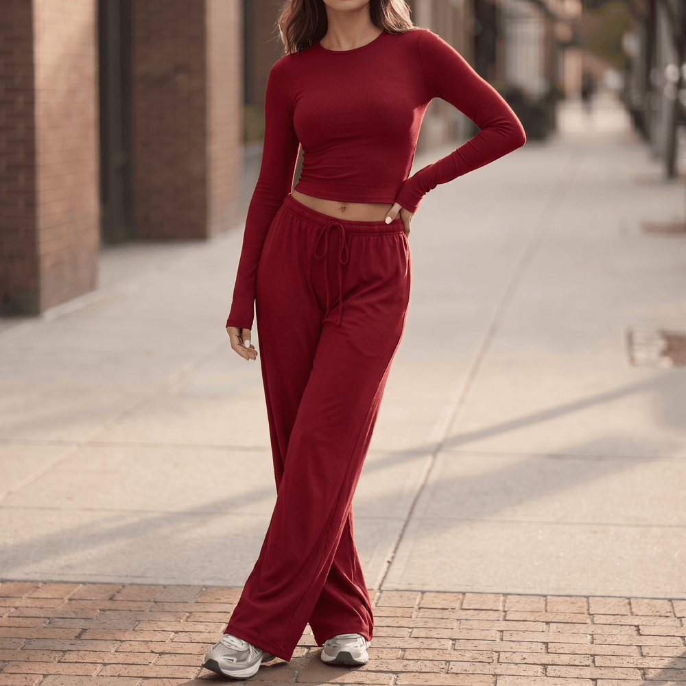 Velaire – Soft Crop Top and Wide Leg Pants Set