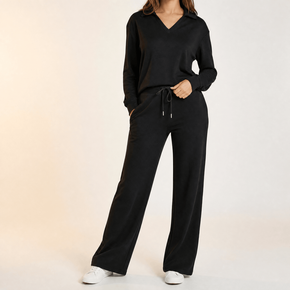 Velaire – V Neck Blouse and Wide Leg Pants Set
