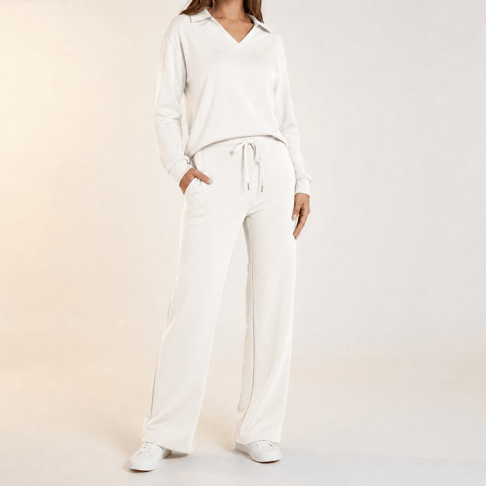 Velaire – V Neck Blouse and Wide Leg Pants Set