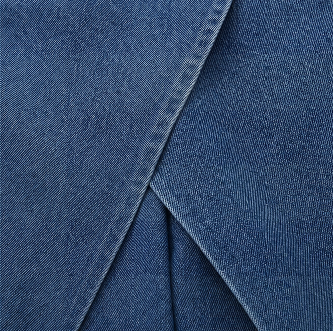 Velara – Asymmetric Wrap-Front Knee-Length Denim Look Bermuda Shorts