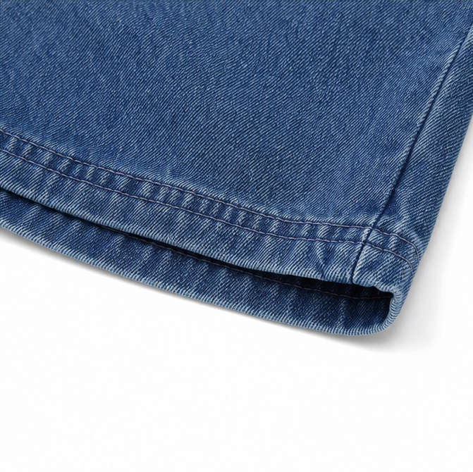 Velara – Asymmetric Wrap-Front Knee-Length Denim Look Bermuda Shorts
