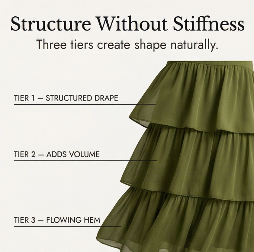 Velara – Women's Flowing Tiered Chiffon Maxi Dress
