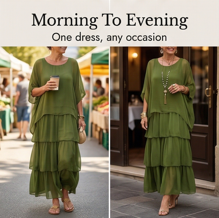 Velara – Women's Flowing Tiered Chiffon Maxi Dress