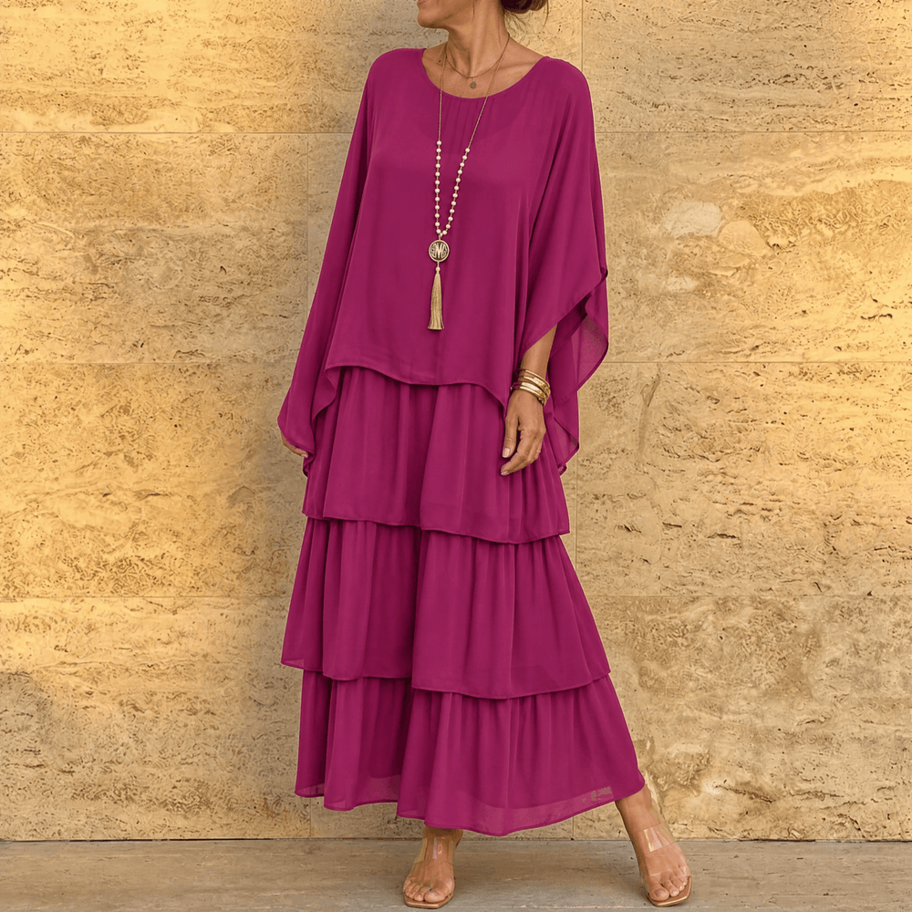Velara – Women's Flowing Tiered Chiffon Maxi Dress