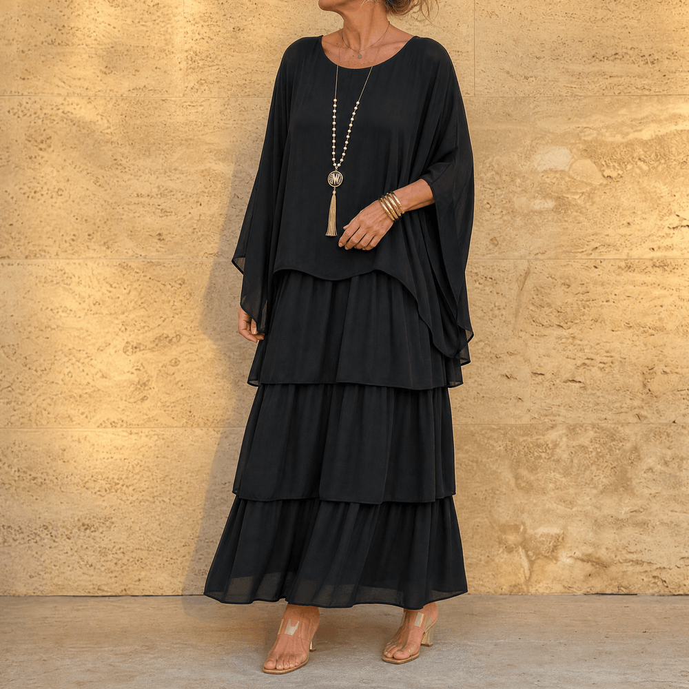 Velara – Women's Flowing Tiered Chiffon Maxi Dress