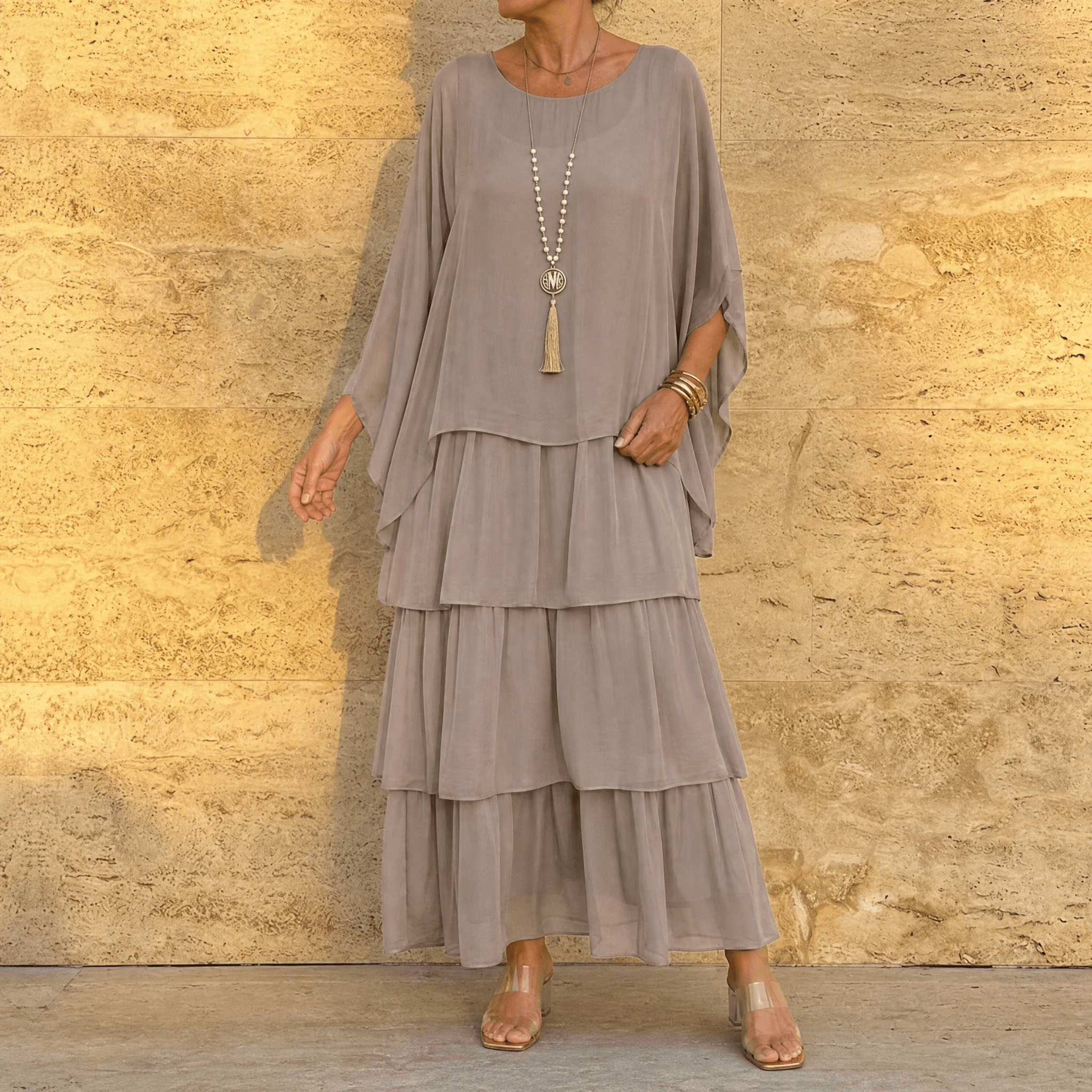 Velara – Women's Flowing Tiered Chiffon Maxi Dress